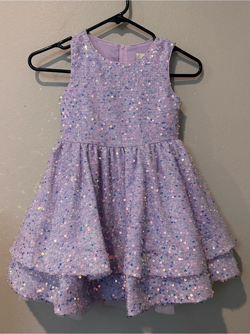 Rare Editions Lilac Sequin Tiered Dress